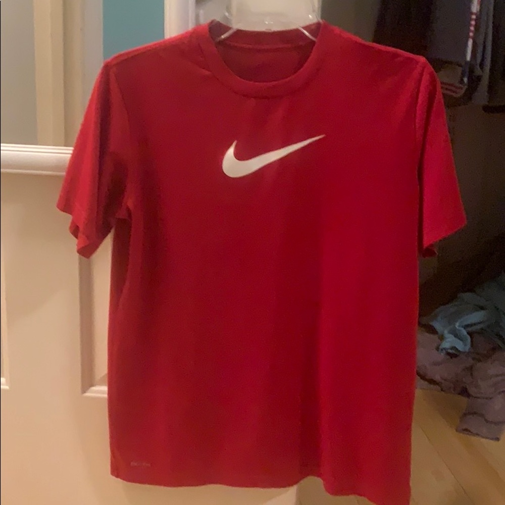 Red Nike Dri-Fit logo shirt